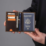 Ehtsast nahast passihoidja ID-kaardi hoidja Vintage Crazy Horse nahast passi kate koos pastakapesaga kohv