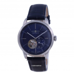 Zeppelin Flatline avatud s&uuml;damega sinine numbrilauaga nahkrihm, automaatne 7364-3 73643 meeste k&auml;ekell sinine