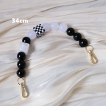 Uus naistekoti aksessuaarikett, must kontrastne akr&uuml;&uuml;lvaigust helmed, osad k&auml;sit&ouml;&ouml;na valmistatud randmepael, naiste asenduskottide k&auml;epideme ketid 34CM valge