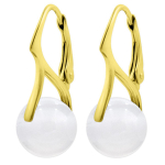 Lily-Crystal [R6002] - K&auml;sit&ouml;&ouml;na valmistatud h&otilde;bedased liiprid 'Mineralia' kuldne valge jade - 10 mm valge