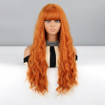 MISSQUEEN Naiste pikkade laineliste oranžide juustega parukas s&uuml;nteetilisest kiust igap&auml;evaseks kandmiseks Cosplay Naturaalne s&uuml;gavlaineline parukas V&auml;rviline parukas