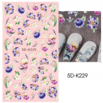 5D reljeefne violetne iirise lilleline k&uuml;&uuml;nekleebis Lilla lilleline liugur P&auml;evalill k&uuml;&uuml;nekunsti manik&uuml;&uuml;ri kaunistamiseks 5D-K229