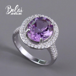Bolaijewelry Naturaalsest L&otilde;una-Aafrika Amet&uuml;stist v&auml;&auml;riskivist s&otilde;rmus 925 Sterling Silver Klassikaline kaunite ehete disain naistele, kingitus US RING SIZE 6# lilla