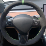 Auto Rooli Kate Rooli M&auml;his Suede Nahk Originaal Rooli Punutis Tesla Model 3 2015-2021 Model Y jaoks Style 10