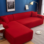 Elastne &uuml;hev&auml;rviline diivanikate Kaasaegne diivani diivani kate elutuppa L-kujuline nurgadiivani kate 1/2/3/4 istekohaga 2Pillowcase 45x45cm punane