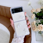 Samsung Z Flip 3 &uuml;mbrisele l&auml;bipaistev Fantasy Stereo Bow kokkupandav &uuml;mbris Samsung Z Flip 4 Zflip3 5g k&otilde;va p&otilde;rutuskindla tagakaane jaoks Z Flip 2