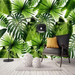 3D seinamaaling Troopilise vihmametsa tapeet Banaanilehtedest seinamaalingud Moodne fototaustapilt 200 cm(W) x 140 cm(H)