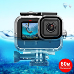 PULUZ GoPro Hero11 must / HERO10 must / HERO9 must 60 m veekindel korpuse kaitse&uuml;mbris lukuga p&otilde;hikinnituse ja kruviga