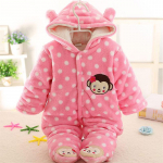 Vasts&uuml;ndinud beebi talvine soe n&ouml;&ouml;biga kapuutsiga Romper Cartoon Bear Jumpsuit Outwear XL roosa