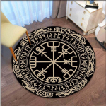 Viking Vegvisir Aegishjalmur Rune &uuml;mmargune vaibavaip magamistoa elutuppa P&otilde;randamatt Ala vaip Suur kaunistuslik libisemiskindel matt 120cm