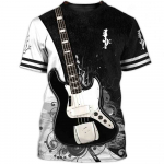Suvised meeste T-s&auml;rgid Guitar Graphic 3D Mood Muusika T-s&auml;rk Pullover L&uuml;hikeste varrukatega O Kaelusega Rock Hip Hop Topid Suurem&otilde;&otilde;tmelised r&otilde;ivad S