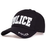 Must m&uuml;ts Meresinine Politsei tikitud logo Reguleeritava pikkusega Twill pesapallim&uuml;ts onesize must