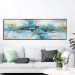 Kaasaegne Sinine Abstraktne &Otilde;limaal L&otilde;uendil P&otilde;hjamaade Plakatid ja Prindid Seinakunsti Pildid Cuadros Elutuba Kodukujundus Raamita 60cm&times;170cm NoFrame