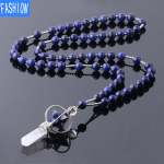 Looduslikust valgest kristallist kolonnist looduslikust kivist kaelakee Melkaba kivist helmeste n&ouml;&ouml;rist pikk kampsunikett naistele s&uuml;gisel ja talvel lapis lazuli