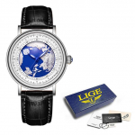 2023 LIGE meeste k&auml;ekellad mood Blue Planet Creative Earth Quartz k&auml;ekell nahast spordikell meestele kell + kast valge/must