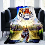 Tiger tekk Wildlife tekk 3D prinditud multifilmi viskad tekk Flanell tekk Pere lemmiklooma kate tekk diivan tekk kingitus 75x90cm