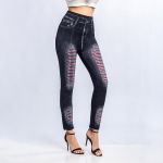 Naised imitatsiooniga teksad teksad s&auml;&auml;rised vabaaja k&otilde;rge v&ouml;&ouml;kohaga k&otilde;hn &otilde;hukesed elastsed pliiatsp&uuml;ksid sportlikud Push Up Hole tr&uuml;kised pehmed p&uuml;ksid S must