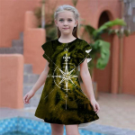 T&uuml;drukutele Sinine Pentagram Prindiga kleidid Lastele T&uuml;drukute Peokleit Liibuv Liibuv L&uuml;hikeste Varrukatega Seelik &Uuml;le 4-aastastele T&uuml;drukutele 80 sinine