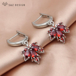 Moodsad punase vahtralehega k&otilde;rvar&otilde;ngad naistele pulmadeks Elegantne roosikuldne v&auml;rv tsirkoonium k&otilde;rvatropp Trendikas romantiline kingitus