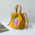 Mini l&otilde;uendist pingutusn&ouml;&ouml;riga kott Naiste multifilmi maasikas k&auml;ekott &Auml;mbrikott L&otilde;unakarp V&auml;ike riidest kott Naiste kaasaskantav toidukotid