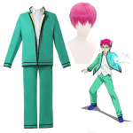 Anime Saiki Kusuo The Disastrous Life K.-Nan Cosplay Parukad &Uuml;htlased Topid P&uuml;ksid Peakatted Halloweeni Karnevali Kost&uuml;&uuml;mid L-(Costume+Wig)