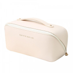 Suur professionaalne reisimeigikott naistele Kaasaskantav nahast kosmeetikakott veekindel reisimiseks beež