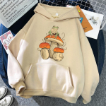 Cottagecore Aesthetic Mushroom Dark Academia Frog Hoody Unisexs Crewneck Hoodie Mood Pullover Dressipluus S&uuml;gisriided Unisexs 2XL