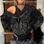 S&uuml;gistalvine Spider Web Print Street Trendikas T&otilde;mblukuga Pullover Hoodie XXXXL must