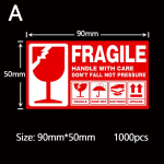 1000 tk Haprad saatmiskleebised Postituse hoiatuskleebis Karpkarbi pakendi silt Type A-90mmx50mm-1000pcs