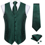Meeste kleit vest Hanky ​​roheline must siidist meeste vestikomplekt, &uuml;likond smoking S