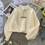 Talvised naiste l&uuml;hikesed kapuutsid Vabaaja paks, soe kapuutsiga pullover Lambavillane hai mantel lahtine fliisist kapuuts XXL valge