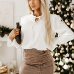 YYFS naiste moe vabaaja kevads&uuml;gisene &uuml;hev&auml;rviline printimine pikkade varrukatega V-kaelusega valged pulloverid Pluusid ja s&auml;rgid S valge