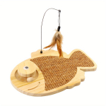 Multifunktsionaalne kassikraapimislaud sulgede m&auml;nguasja, kanepik&ouml;ie ja kalakujulise disainiga Cat Scratching Post