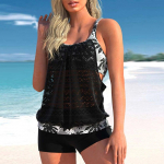 Naiste ujumisriided Tankini 2-osaline ujumistrikoo Seksika tr&uuml;kiga bikiinid, suured rinnad, puuviljapolsterdatud supelkost&uuml;&uuml;mid XL