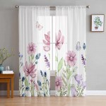 Taimed Lilled Taimed Suveliblikad T&uuml;ll Voile Magamistoa kardinad Elutoa Aknakardin L&auml;bipaistvad organza kardinad 135W x 114H(cm)
