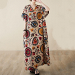 L&uuml;hikeste varrukatega Suures suuruses puuvillane vintage lilleline uus kleit naistele vabaaja avar Maxi pikk suvekleit