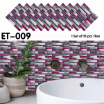 10 tk/komplekt Isekleepuvad simuleeritud marmorist reljeefse mosaiikmustriga keraamiliste plaatide kleebised k&ouml;&ouml;gi vannitoa valamu kaunistuseks pinna l&auml;ikiv kile 10cm*10cm