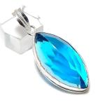 Natural Swiss Blue Topaz Handmade 925 Sterling Silver Jewelry Pendant 2.01 j8i36