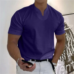 Meeste vabaaja &uuml;hev&auml;rviline V-kaelusega h&auml;rrasmeeste &auml;riline l&uuml;hikeste varrukatega fitnessi T-s&auml;rk L