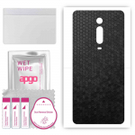 apgo Protective Skin Sticker for the back compatible with Xiaomi Redmi K20 Pro Premium, Wrap Film, Foil, Vinyl - Pattern Black Honeycomb