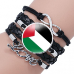 Palestiina lipu &uuml;mmargune dekoratiivk&auml;ev&otilde;ru mitmekihiline reguleeritav k&auml;sitsi valmistatud k&auml;ev&otilde;ru metallist kirjaga s&otilde;lm kunstnahast randmepael, ehe kingitus 1