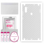 apgo Protective Skin Sticker for the back+sides compatible with Samsung Galaxy M11, Full Wrap Film, Foil, Vinyl - Pattern Transparent Carbon