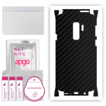 apgo Protective Skin Sticker for the back+sides compatible with Samsung Galaxy S9 Plus, Full Wrap Film, Foil, Vinyl - Pattern Carbon Black