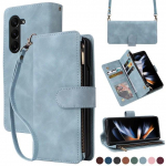 Lukuga rahakott, k&auml;ekott, crossbody telefonikott Samsung Galaxy Z Fold 5 Fold5 5G jaoks, rahakott, kaardipesa hoidja, kaelapael, klapp nahast kate Galaxy Z Fold5