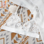 Seksikas naiste rinnahoidja pits juhtmevaba pesu Ultra &otilde;huke naiste lilleline voodrita aluspesu Seksikas bralette, pehme topp naiste intiimsed riided L valge