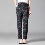 8XL 9XL Keskealised Naiste P&uuml;ksid Print Elastsed K&otilde;rge V&ouml;&ouml;kohaga Vabaaja P&uuml;ksid Sirged p&uuml;ksid Oversize Vanaema 4XL