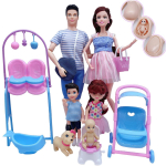 Happy Family Dolls M&auml;ngukomplekt Rasedatele Nukk Ema Isa Ken&Naine Beebik&uuml;&uuml;ri jalutusk&auml;ru Vooditarvikud M&auml;ngumaja m&auml;nguasjad t&uuml;drukutele blue