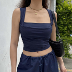 Kokkupandavad paagid naistele Soliidne Elegantne &Otilde;huke Seksikas Harajuku Minimalistlik High Street Y2k riided K&auml;rbitud topside disain S must