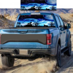 147 x 46 cm veoauto maasturi tagaakna kleebis Forest Moon Wolf perforeeritud vin&uuml;&uuml;lkleebis