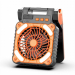 Kaasaskantavad p&auml;ikeseventilaatorid koos LED-laternaga. Laetav toitega matkalaagri kokkupandav USB-ventilaator oranž